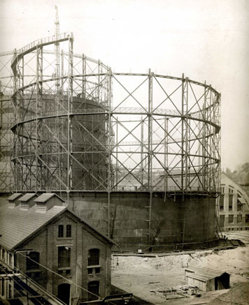 Der Bau des zweiten Teleskop-Gaskessels an der Rotenbergstraße 1910. Foto: EnBW