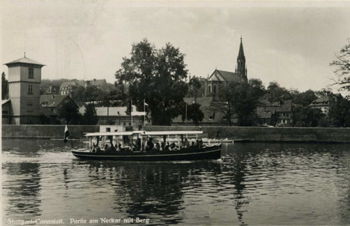 Motorboote vor Berg, gel. 1933, Slg. Unglaub