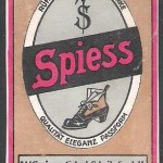 Werbemarke der Schuhfabrik Spieß, die bis in die 1970er-Jahre in der Stöckachgegend produzierte; um 1900. Sammlung Dr. Wolfgang Müller