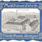 Aus der Zeit um 1910 stammt diese schöne Werbemarke des Ostheimer Maschi-nenbauers Keese. Sammlung Dr. Wolfgang Müller