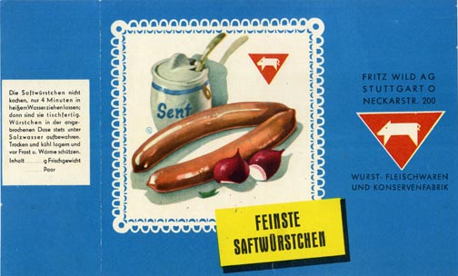 Würstchen, Fritz Wild AG, wohl 1970er-Jahre, Slg. MUSE-O