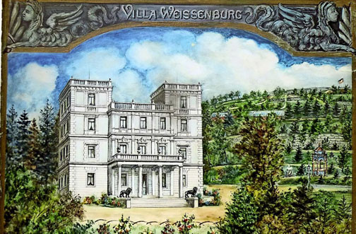 Die Villa Weissenburg auf einem Gemälde aus der Zeit um 1900